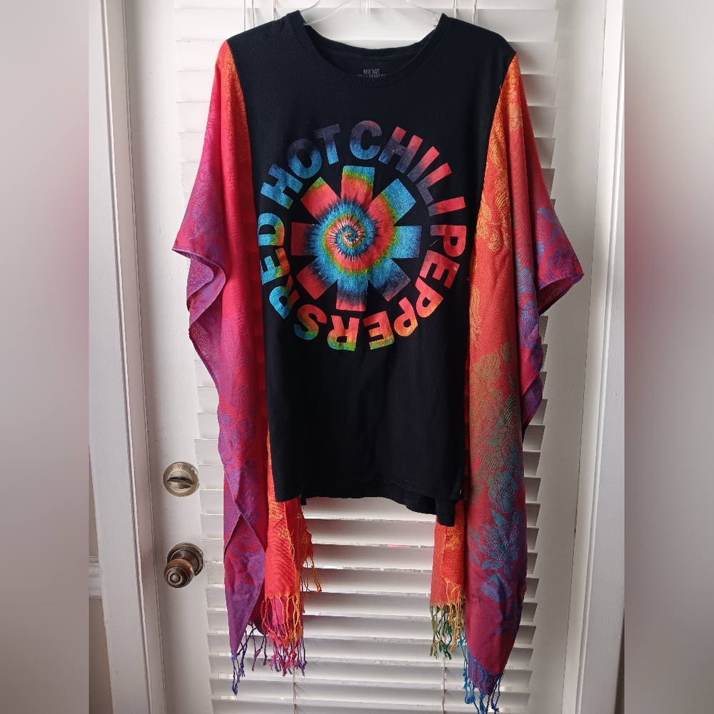 Red Hot Chili Peppers Upcycled Graphic T-Shirt /Poncho